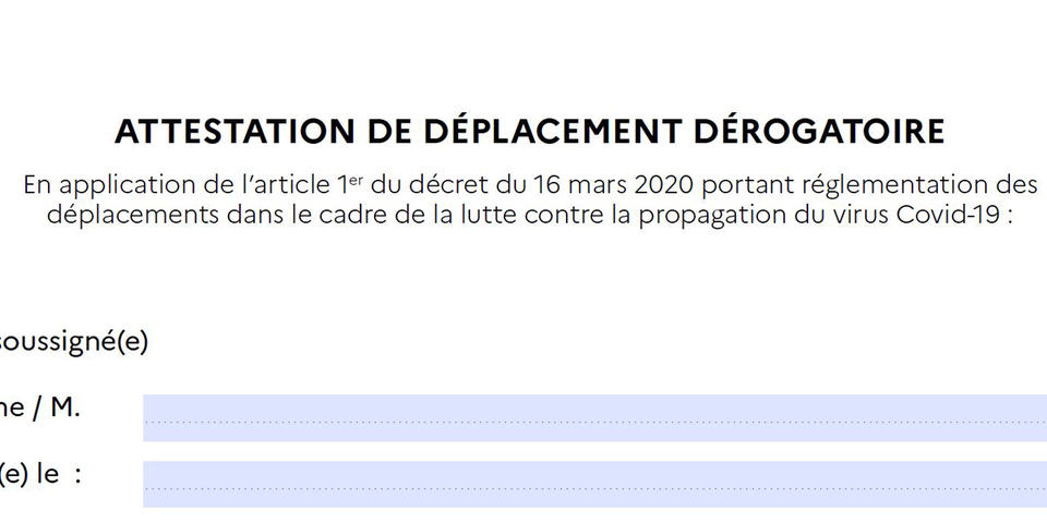 Covid-19 : mise à jour de l’attestation de déplacement