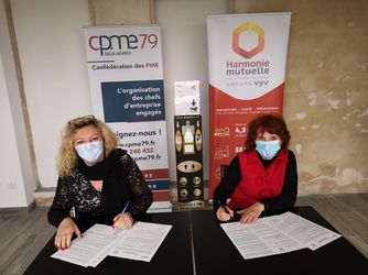 La CPME Des Deux-Sèvres et Harmonie Mutuelle s’engagent en faveur des entreprises du 79 par la signature d’une convention de partenariat.