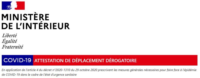Nouvelles attestations de déplacement
